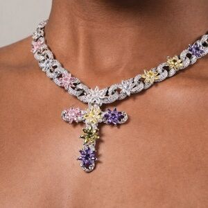 Multi-Color Floral Necklace 18inch